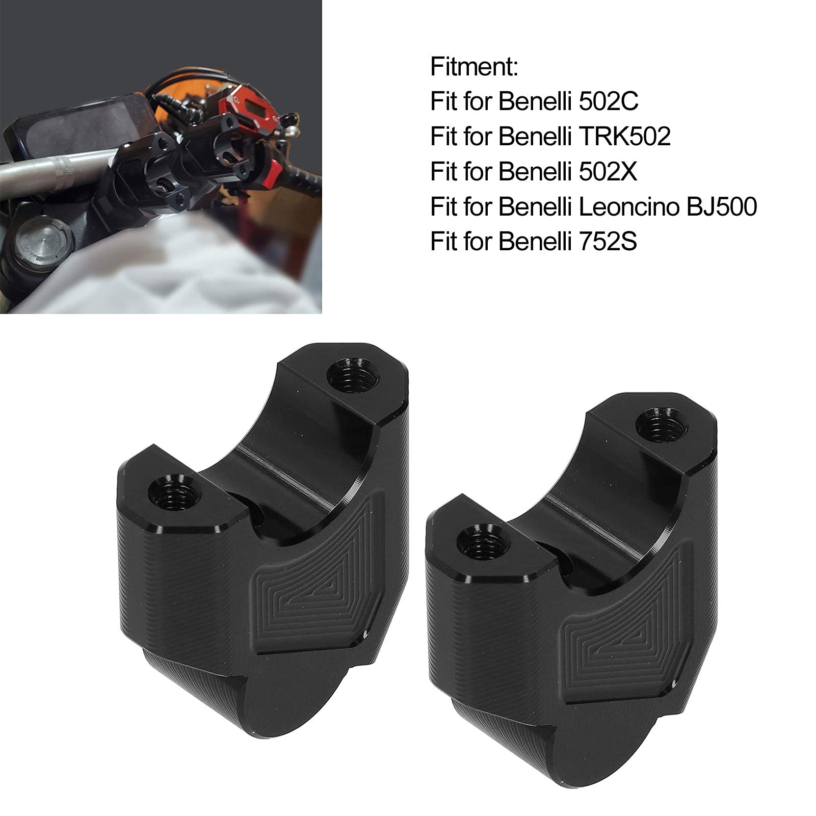 Aramox Soporte de elevador de manillar, adaptador de abrazadera de elevador de manillar de motocicleta negro de 28 mm apto para 502C / TRK502 / 502X / 752S / Leoncino BJ500
