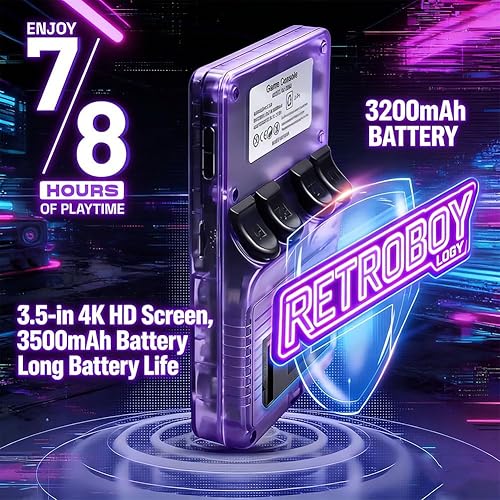 Miniatura 2 de RETROBOY - Consolas de juegos portátiles Retro BOY, pantalla HD 4K de 3.5 pulgadas, batería de larga duración de batería de 3500 mAh, reproductor de