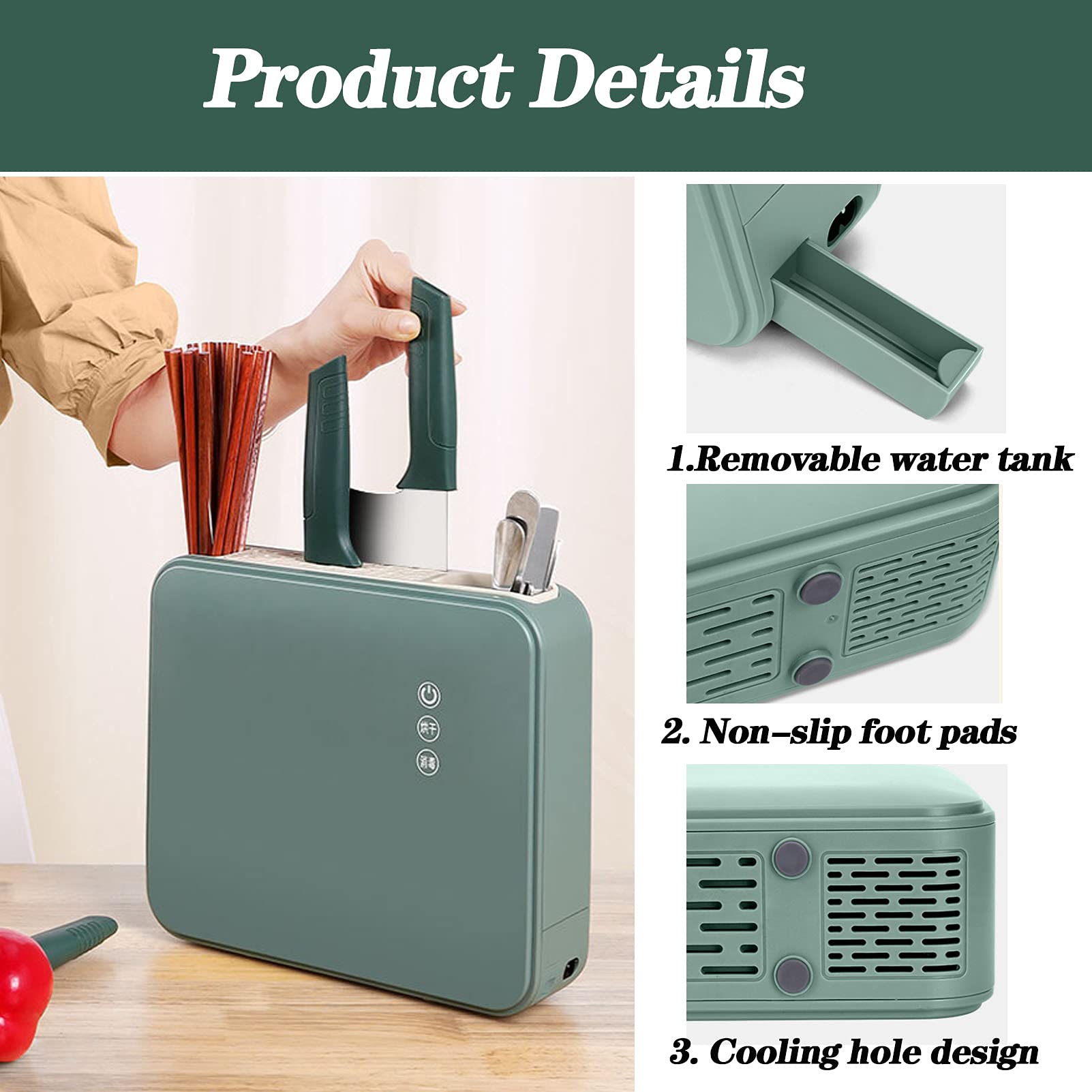 CGF- Máquina de Palillos de Tenedor para desinfección - Desmontable para una fácil Limpieza - Portacuchillos para un Almacenamiento Seguro de los Cuchillos Que Ahorra Espacio - Diseño de Ranura único
