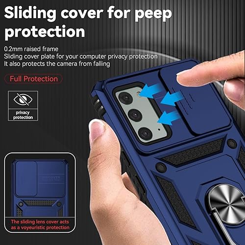 Miniatura 2 de Funda para Galaxy Note 20, Samsung Note 20 N981U con protector de pantalla de vidrio templado y cubierta para cámara deslizante, anillo magnético