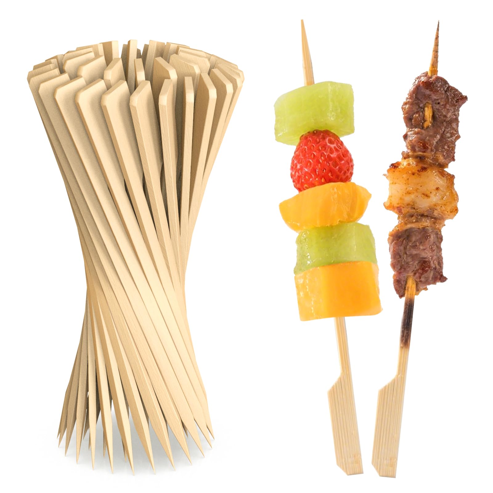 300PCS Cocktail Picks,4.7in Bamboo Skewers,Fancy Flat Toothpicks For Appetizers,Drinks Party Fruit, Bamboo Gold Ball Food Sticks Charcuterie Boards Accessories