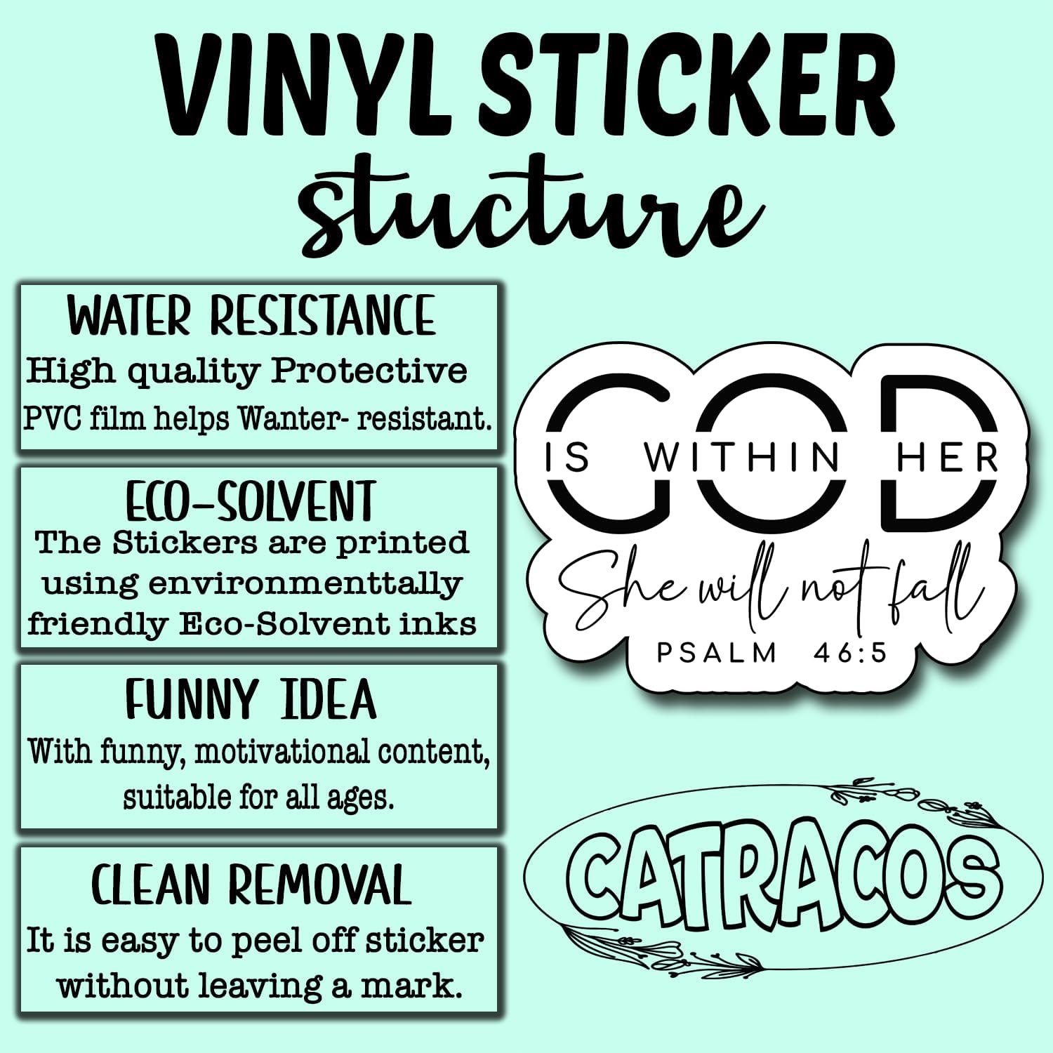 (3Pcs) God is Within Her She Will Not Fall Sticker, Christian Gifts Decorate Books Laptop Phone, Water Bottles Kindles Stickers, Tumbler Sticker Waterproof Vinyl Decorate 3 x 2,2" Inch - Image 4