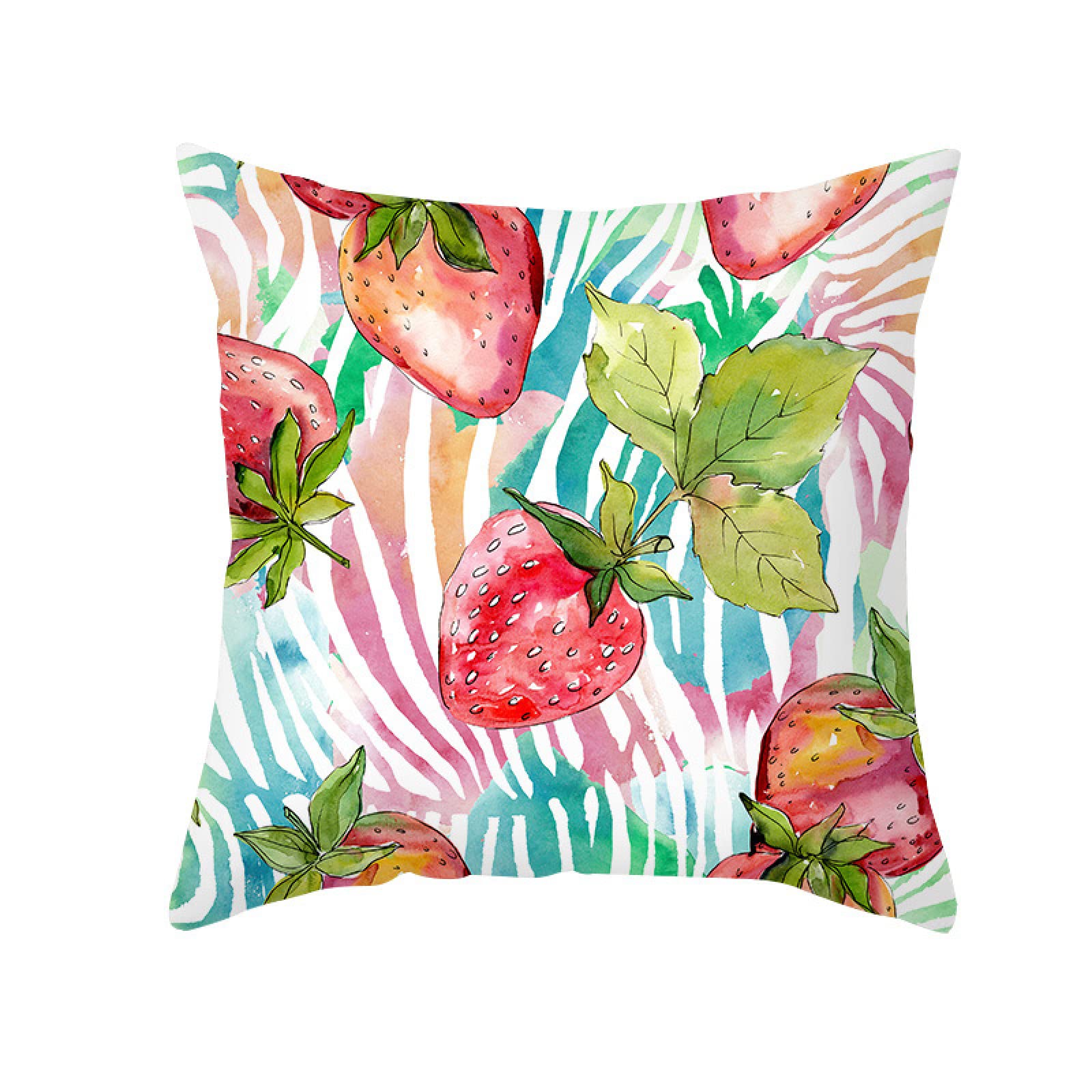 Cushion Covers Strawberry Red Pillow Cases Soft Linen Cushions with Covers Included Washable Sofa Cushions with Invisible Zip Pillowcase Breathable Pillow Cover 50x50 Cushion Cover 1 Pack