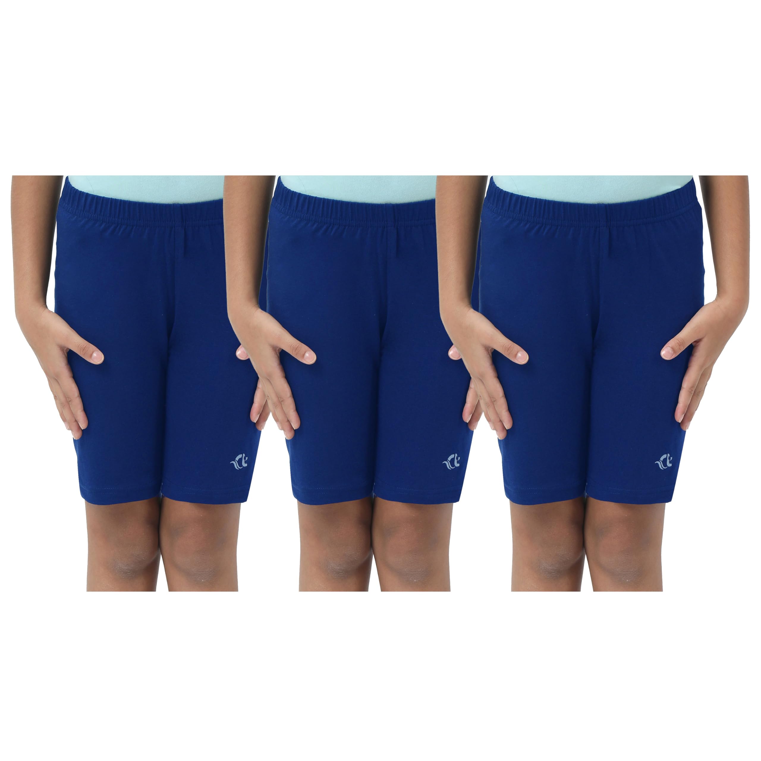 Girls Tight Cycling Shorts 95% Cotton & 5% Lycra, Stretchable Inner Shorts for Sports & School (Pack of 3)-image-23