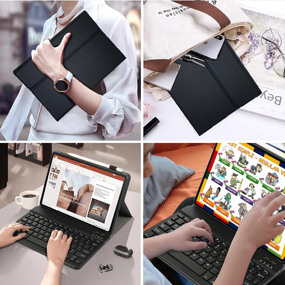 Custodia Tastiera per Lenovo Tab Plus 11.5 pollici Cover Magnetica con tastiera wireless Bluetooth rimovibile per tablet Lenovo Tab Plus 11.5" 2024, nero