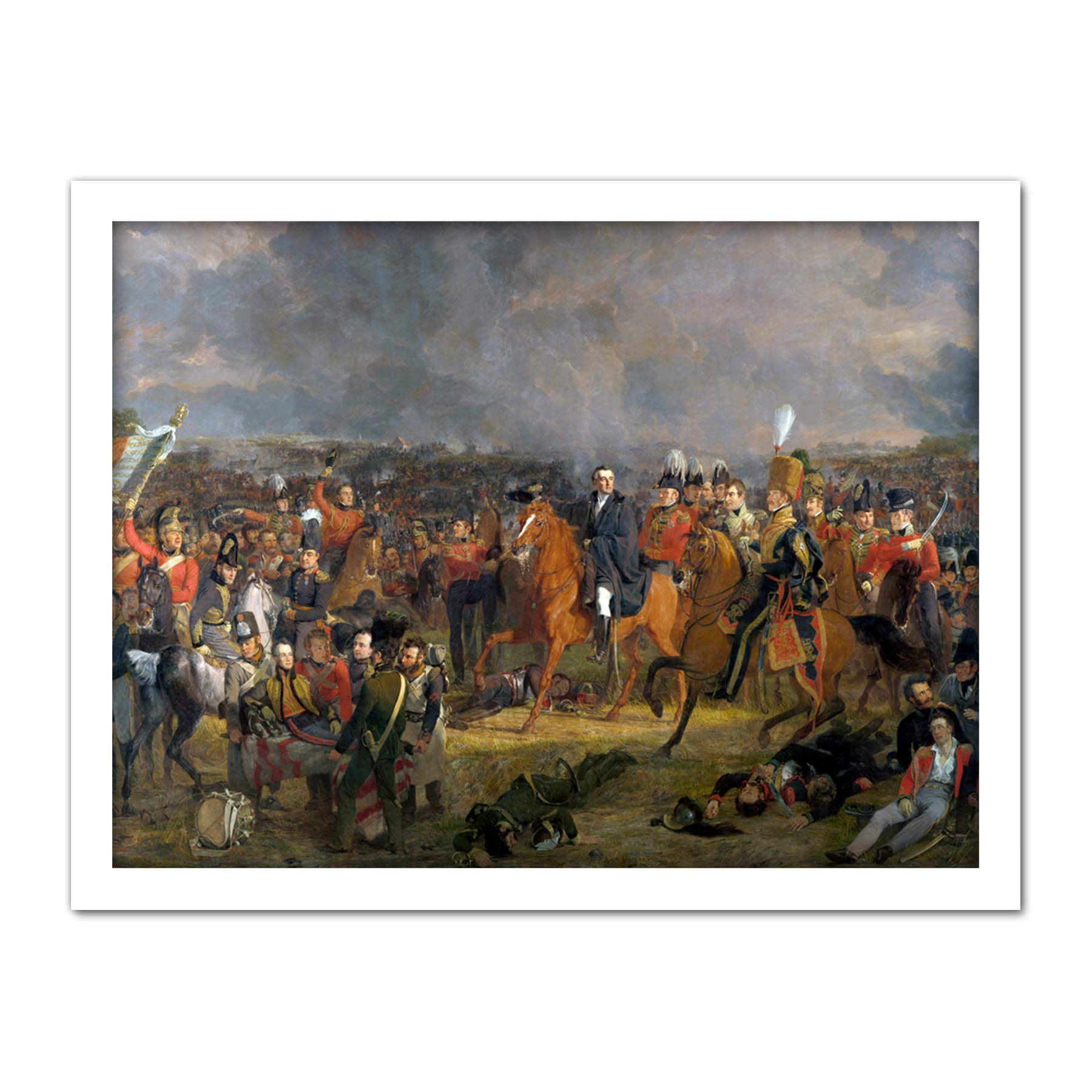 Artery8 Jan Willem Pieneman Battle Of Waterloo Painting Artwork Framed Wall Art Print 18X24 Inch