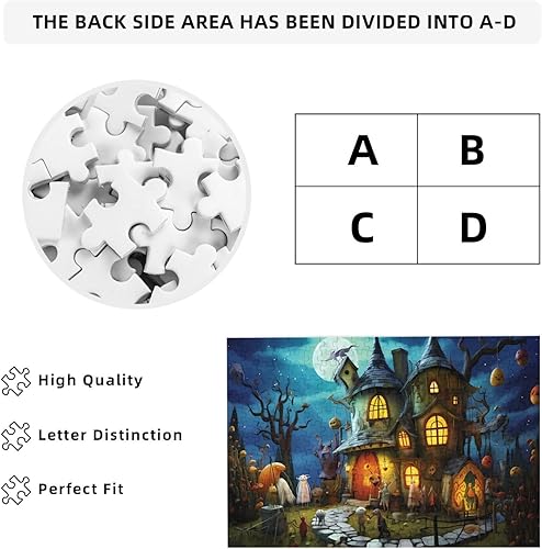 Miniatura 4 de Rompecabezas para adultos de 200 piezas, rompecabezas de feliz Halloween, linterna, formación de cabaña, imágenes artísticas de pared de madera para