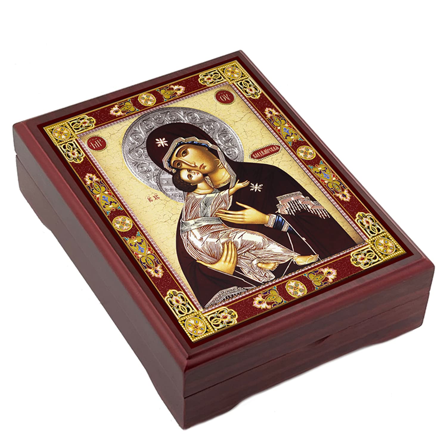 Amazon.com: Needzo Rosary Box Madonna Icon Box Virgin Mary Of