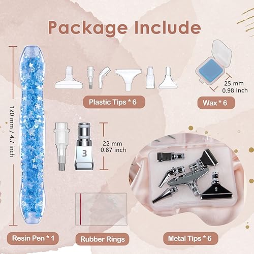 Miniatura 4 de Avimegii 19 piezas de accesorios y herramientas de arte de diamante, bolígrafo luminoso de pintura de diamante 5D, 40% grueso agarre cómodo,