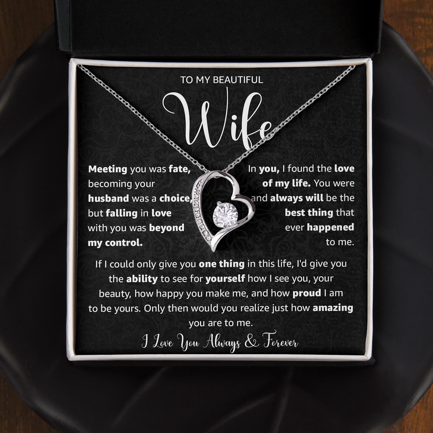 To My Wife Necklace from Husband, The Best Thing That Ever Happened to Me, Romantic Heart Jewelry Gift with Message Card for Anniversary, Birthday, Valentine’s Day, Christmas - Image 2