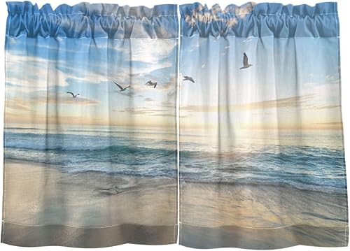 Miniatura 45 de Cortina de café de media ventana, cortinas de nivel para baño, cocina, dormitorio, sala de estar, juego de 2 paneles de flores