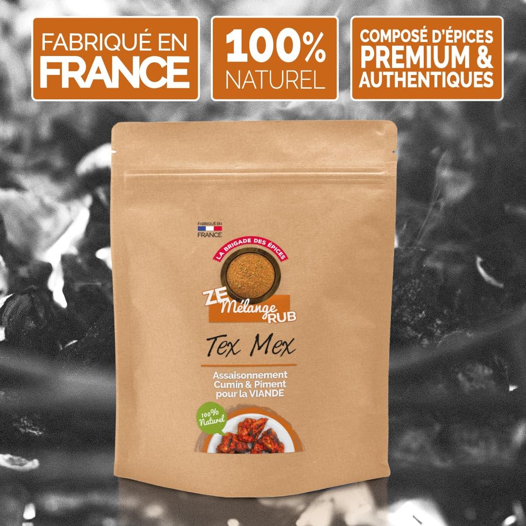 La Brigade des Épices - Mélange d'épices Tex Mex - Assaisonnement pour viandes et recettes mexicaines - Cumin & piment - 100% Naturel - Fabrication française - 250g