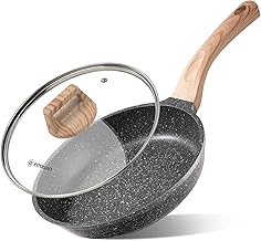 9.5 Inch Nonstick Frying Pan Skillet with Lid,Granite Non Stick Omelet Pans,Induction Compatible Egg Pan with Heat Resistant Handle,PFOA Free