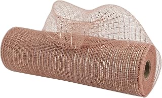 MEEDEE Rose Gold Deco Mesh 10 Inch Metallic Deco Mesh Wreath Supplies Rose Gold Mesh Ribbon for Christmas Tree, Garland, Staircase, Mailbox, Centerpiece, Decorating and Crafts (30 Feet)