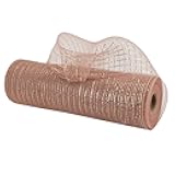 MEEDEE Rose Gold Deco Mesh 10 Inch Metallic Deco Mesh Wreath Supplies Rose Gold Mesh Ribbon for Christmas Tree, Garland, Staircase, Mailbox, Centerpiece, Decorating and Crafts (30 Feet)