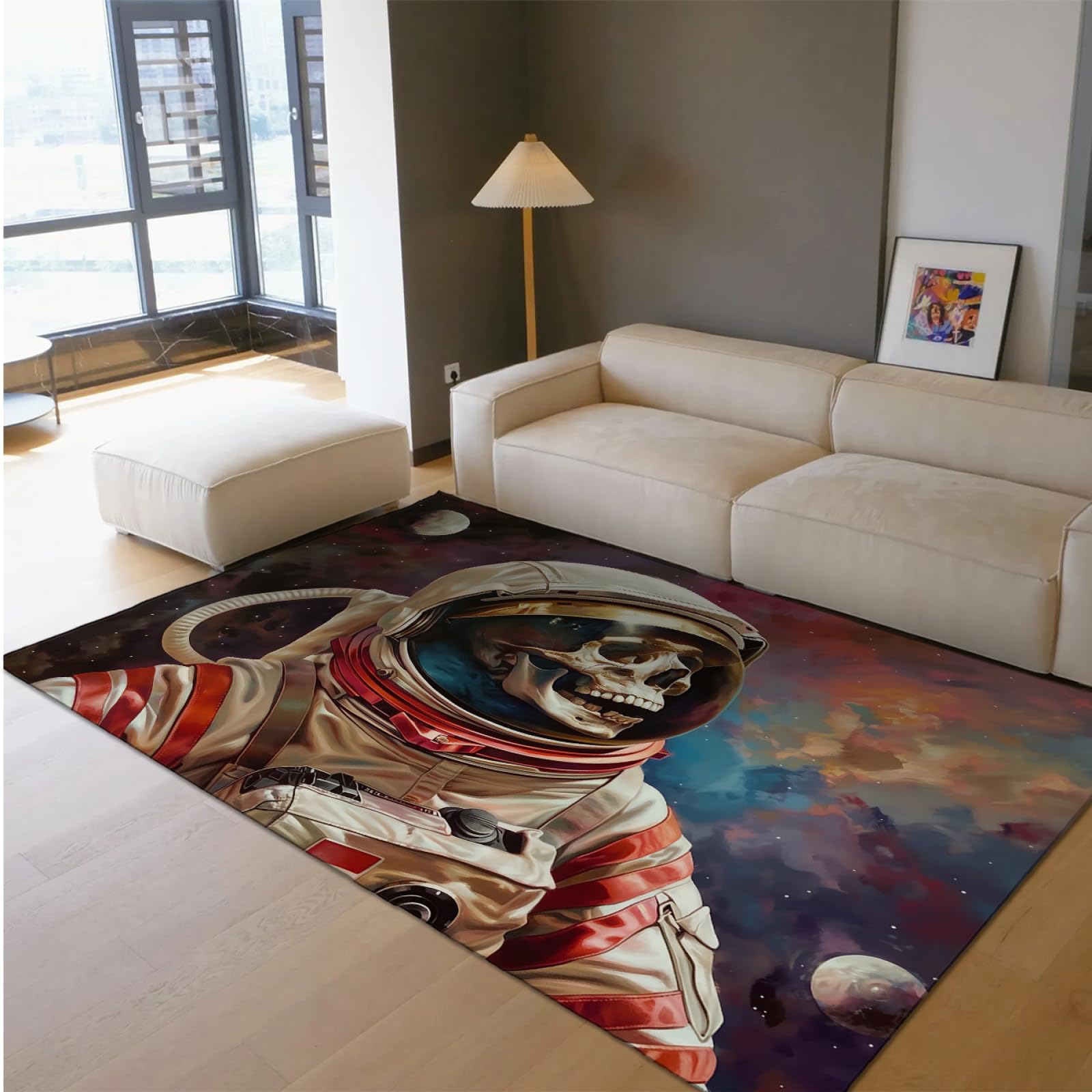 Tapis thème de l'espace astronaute crâne pour décorer la chambre ou le bureau