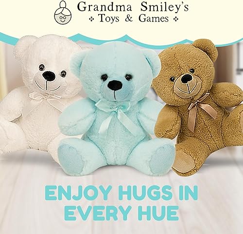 Miniatura 9 de Oso de peluche de mejores amigos súper color azul bebé de Grandma Smiley's, oso de peluche hipoalergénico pequeño de 23 cm para Navidad, ducha de