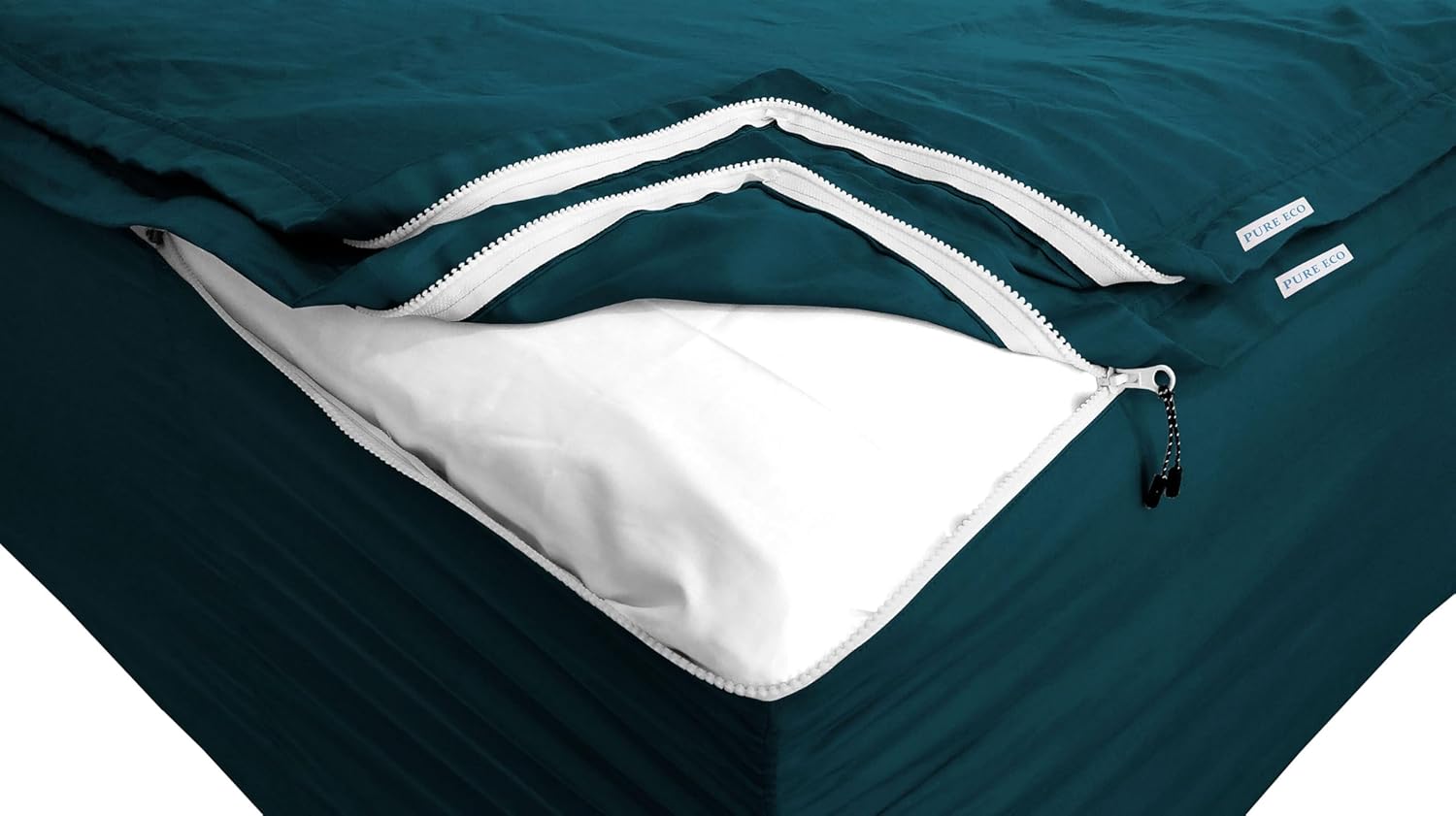 Fitted Sheet Zipper - Includes 2 Zip-On Sheets & 1 Fitted Sheet Base -16” Inch Deep Pockets (54X75) Full Size Zipper Fitted Sheets - Soft Cotton 600 TC Fitted Sheet - Teal