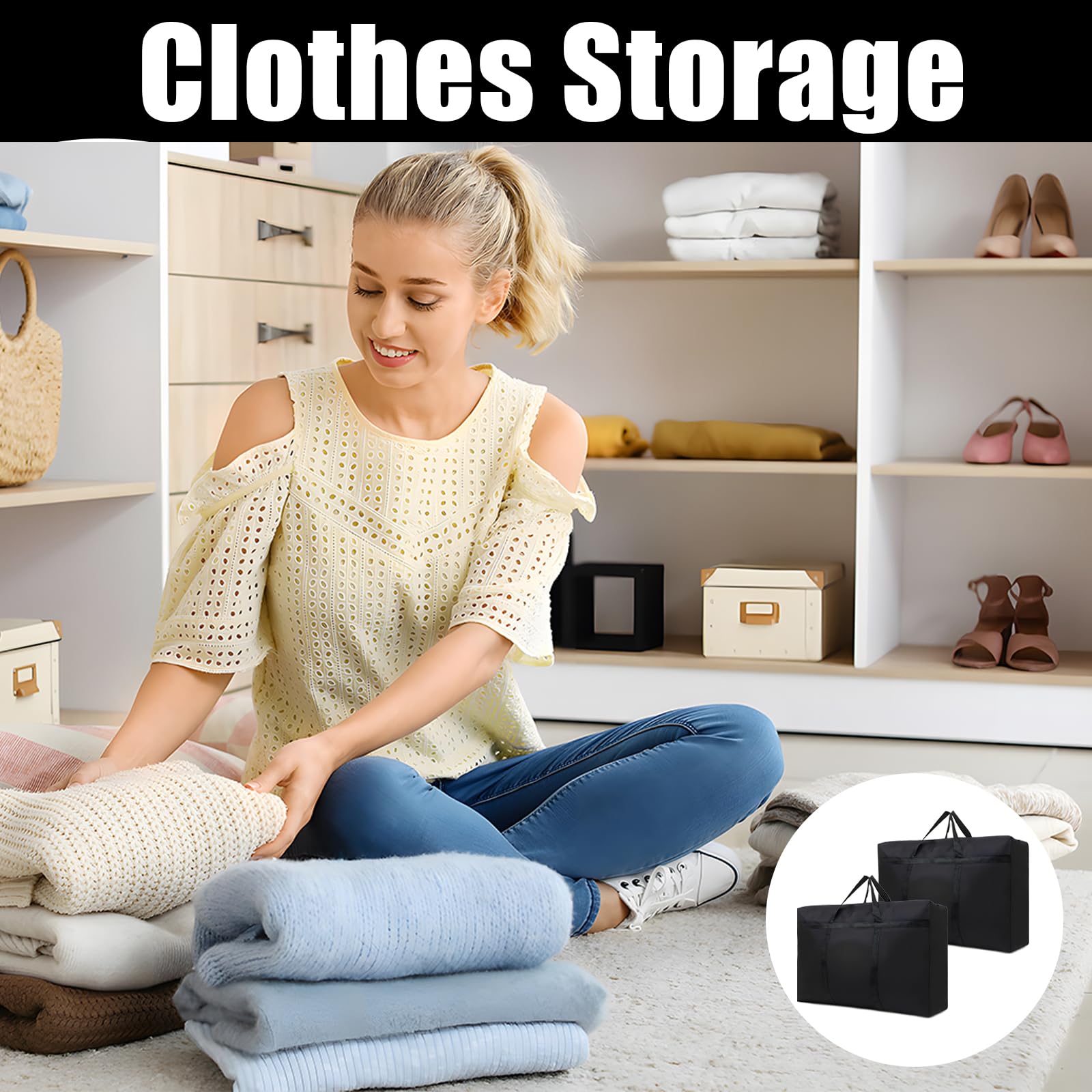 2 Sacs De Rangement 100L LURVOUS - Imperméables Et Robustes - Pour Déménagement Ou Sous Lit