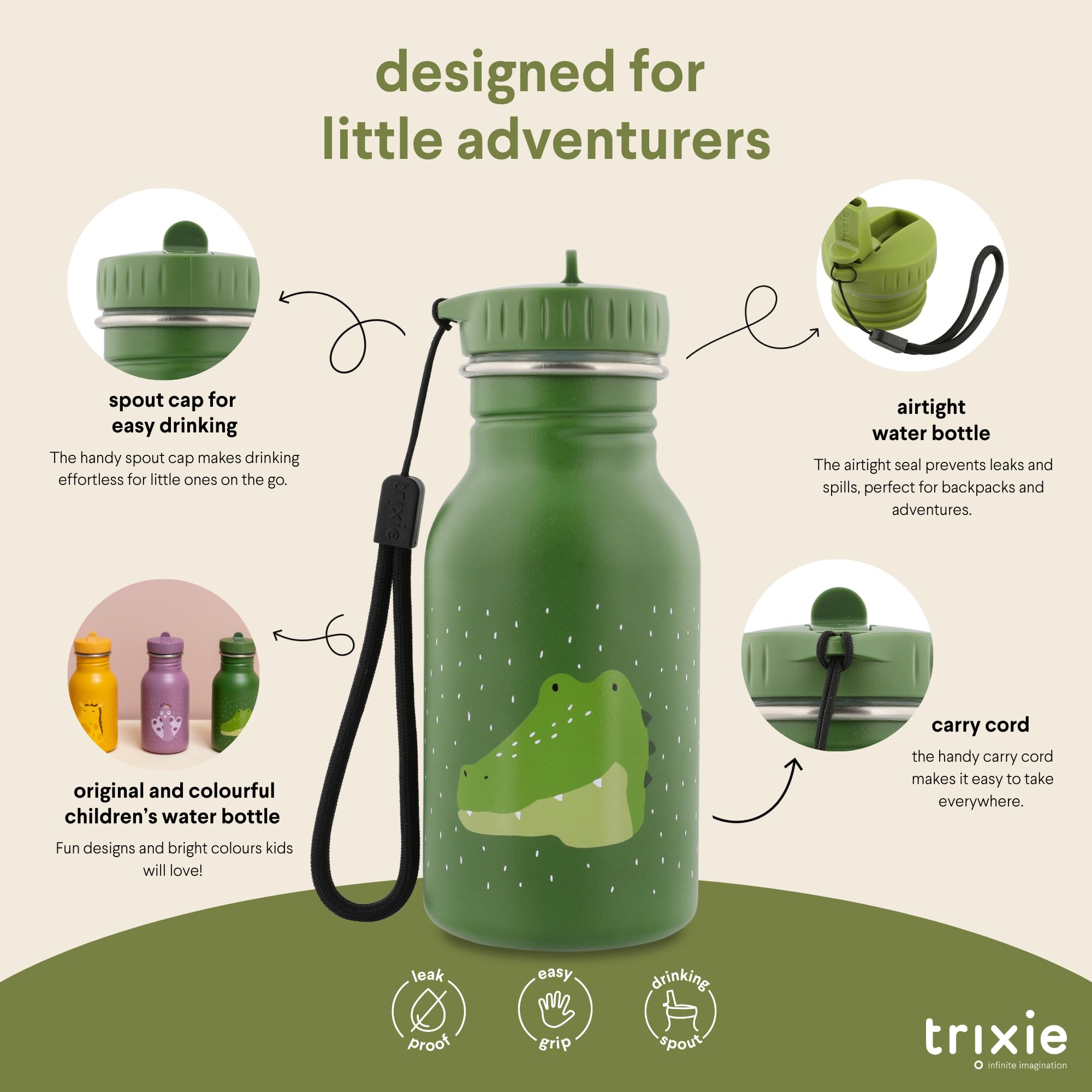 Trixie Butelka do picia 350 ml - Mr. Alligator