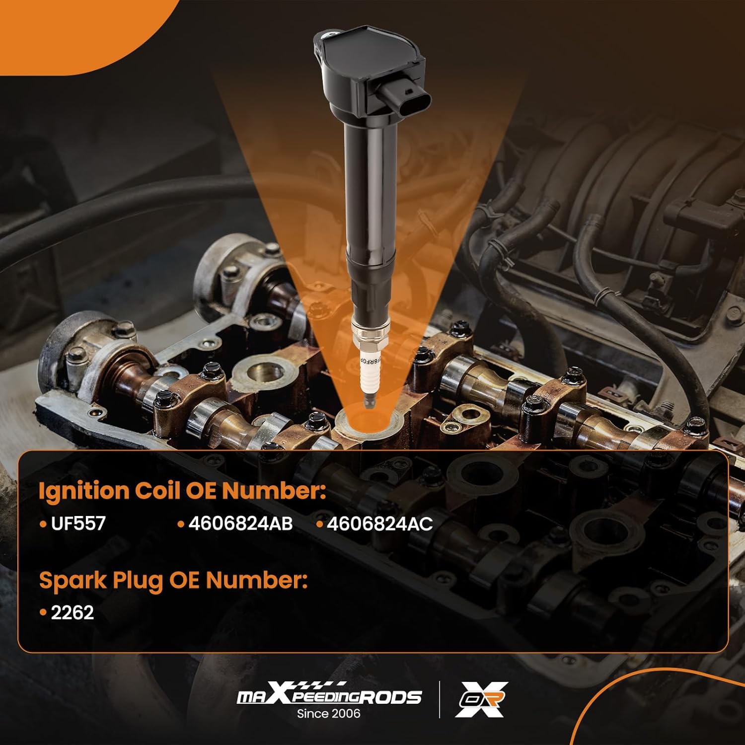 maXpeedingrods UF557 Ignition Coil Pack and 2262 Spark Plugs for Dodge Journey 2.4 2009–2019, Avenger 2.4L 2008–2014, for Chrysler 200 2.4 2007–2017, for Jeep Compass 2007–2017 L4 Coils 4pcs