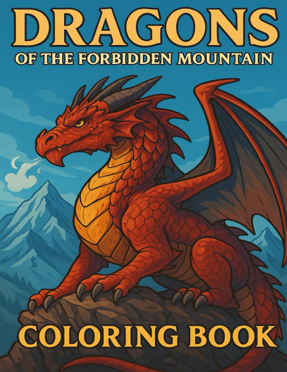 Dragons of the Forbidden Mountain Coloring Book: Fantasy Mythical Dragon Coloring Book for Adults and Teens