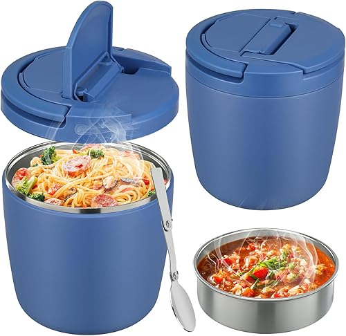 Recipientes de almuerzo aislados de 40 onzas para adultos, termo de sopa para comida caliente, frasco de boca ancha a prueba de fugas, acero