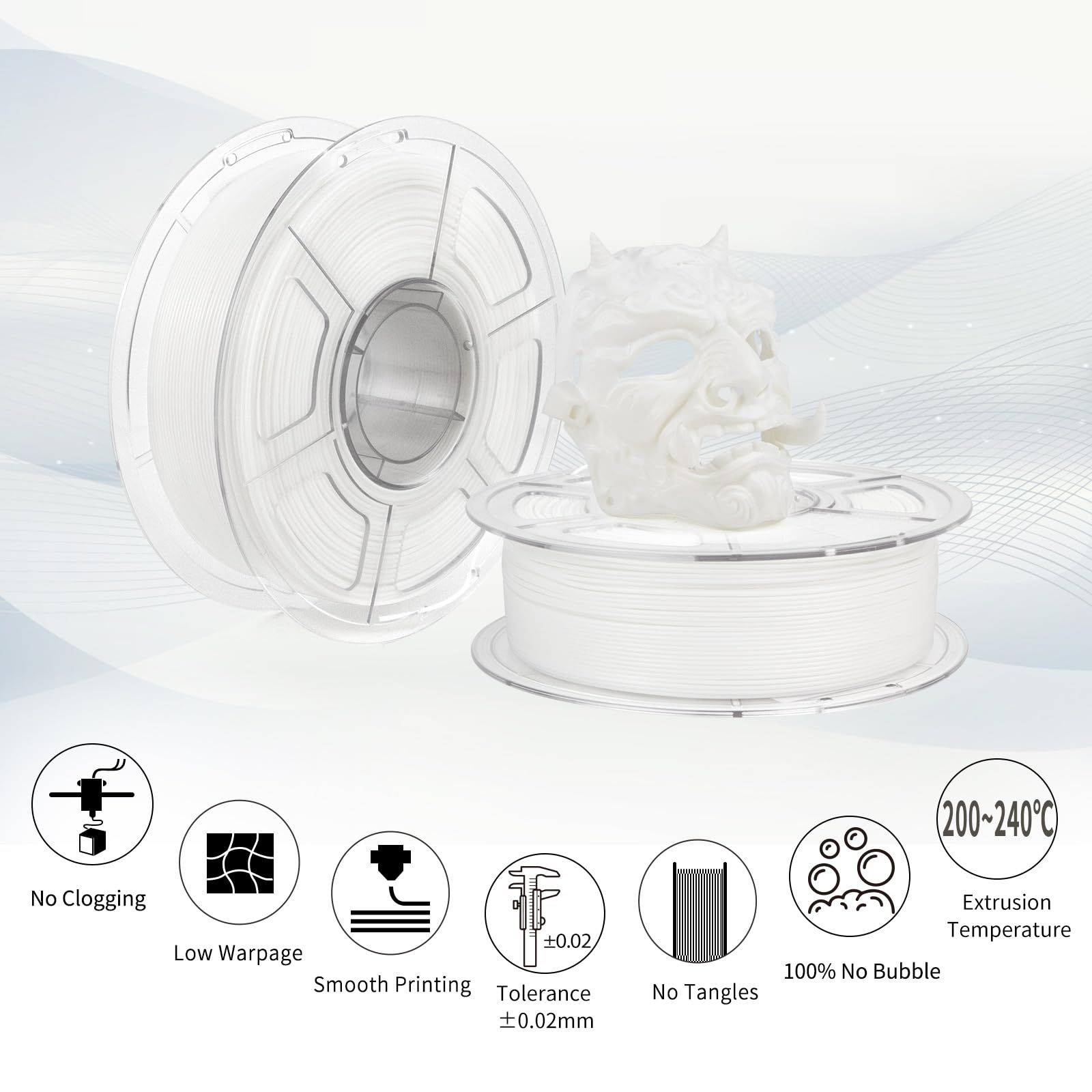 iSANMATE High Speed Filamento PLA para Impresora 3D, Filamento PLA 1.75 mm +/- 0.02 mm, Adecuado para Impresión Rápida, Soporta Velocidades de Impresión de 30 a 600 mm/s (PLA+White)