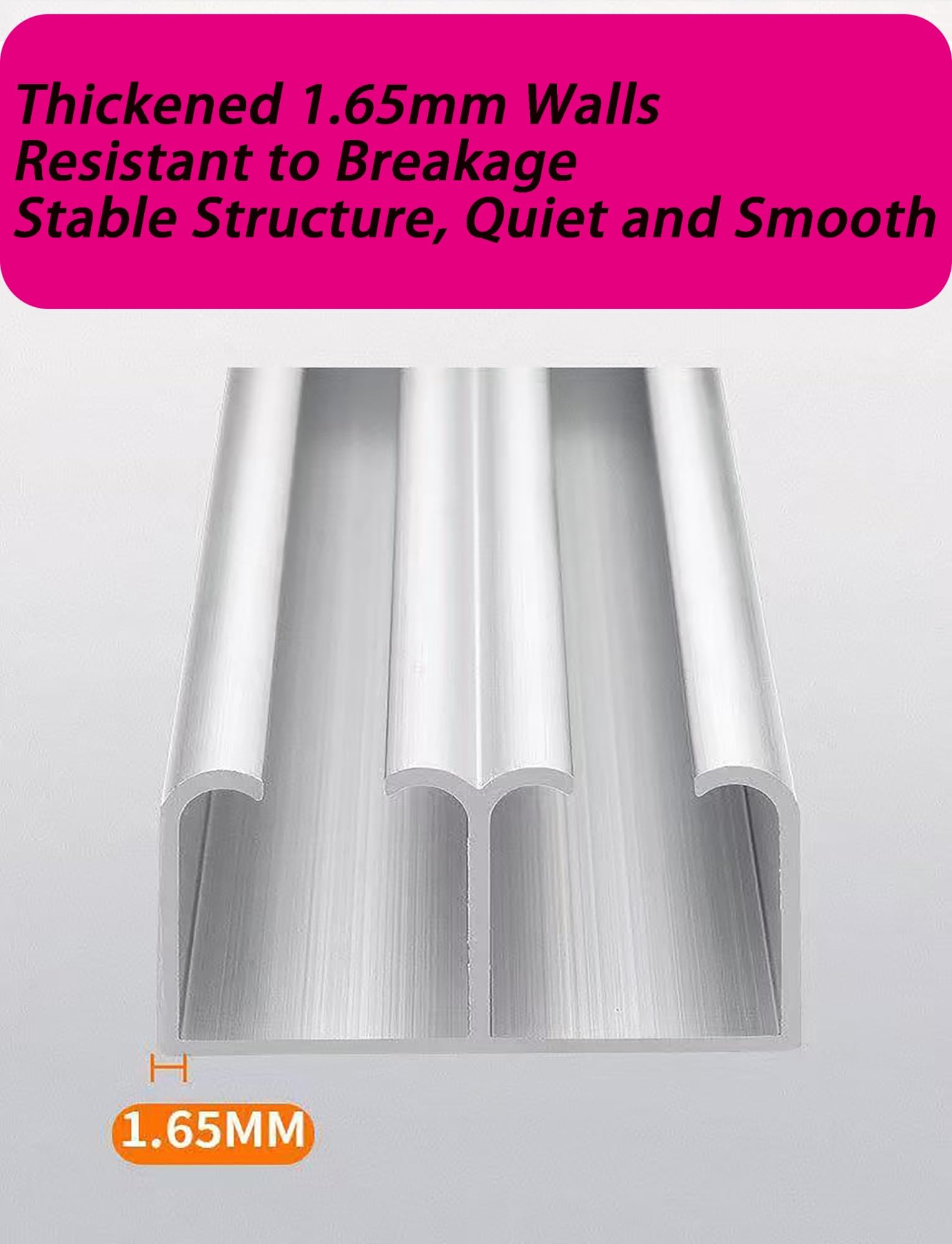 Kit de rail de porte coulissante, quincaillerie pour porte de grange à double poche avec roues, rail en aluminium pour installation de placard