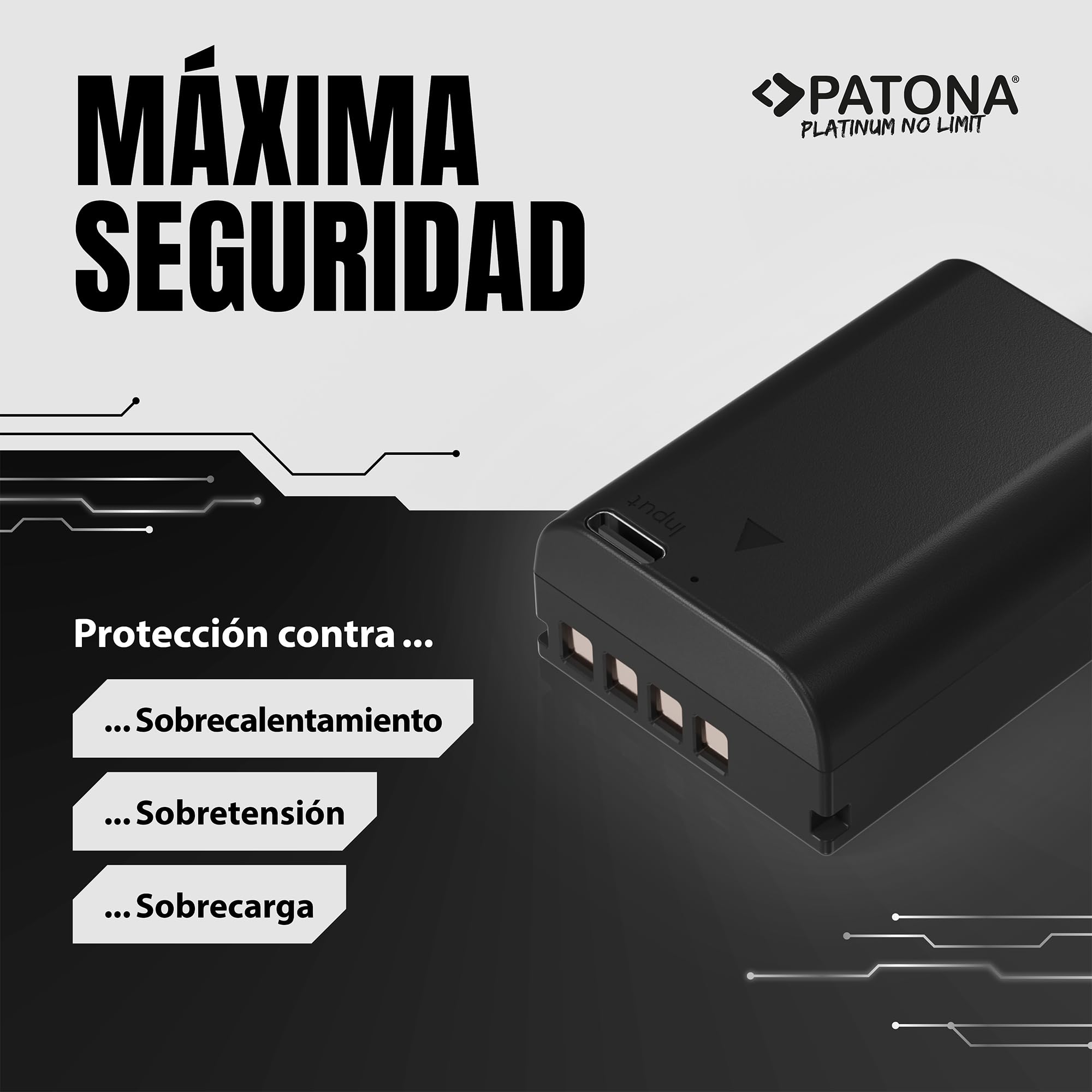 PATONA 2X USB-C Platinum Batería para Olympus BLX-1 BLX1 2600mAh | Batería para OM-1, OM1, OM-3, OM3 – con carga directa, con protección antisobrecarga y anticortocircuito