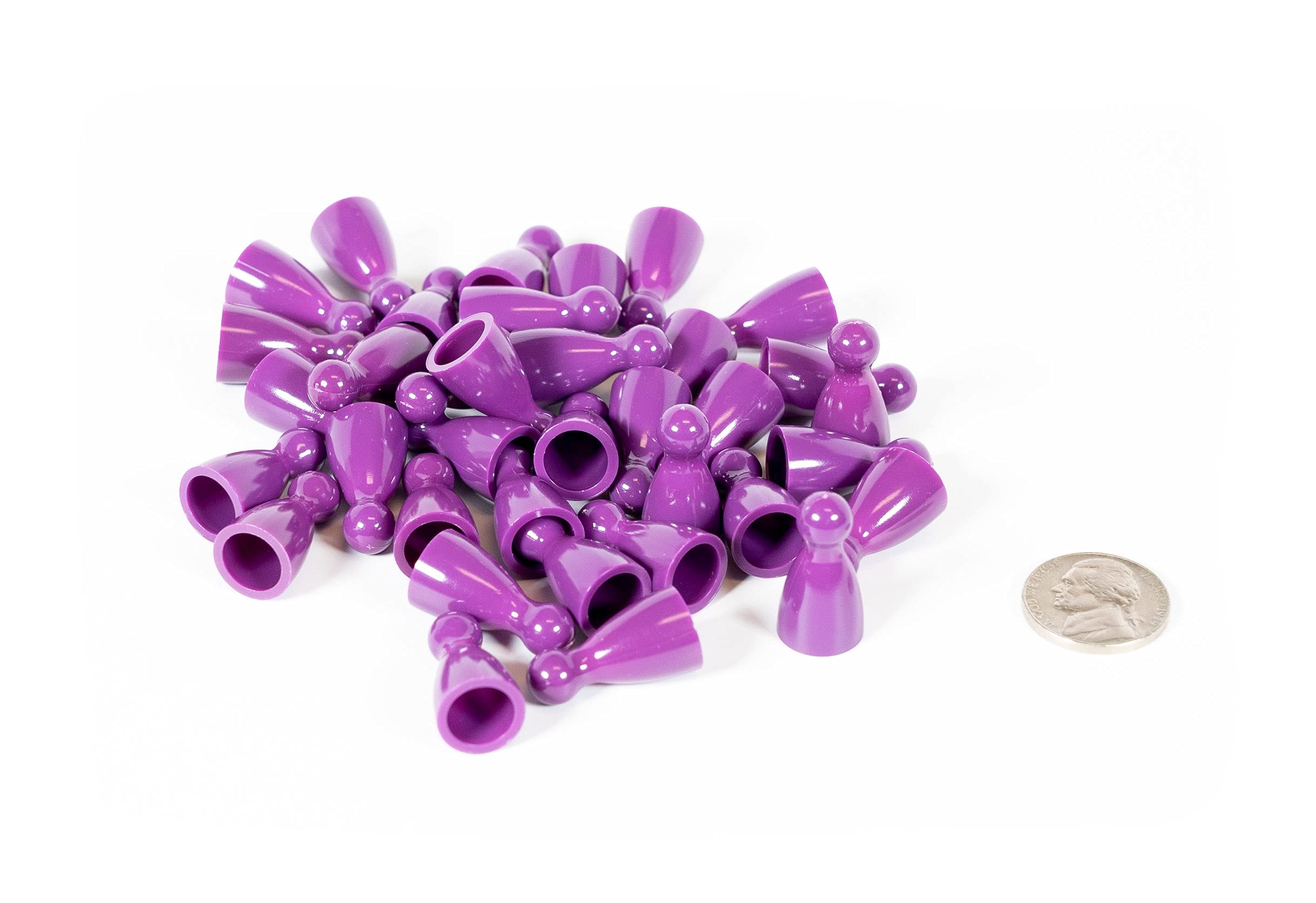 Plastic Pawns: Set of 36 Purple Color Board Game Playing Pieces (Chess & Sorry Replacement Halma Pawn Markers, Colored School Classroom Supplies, Arts