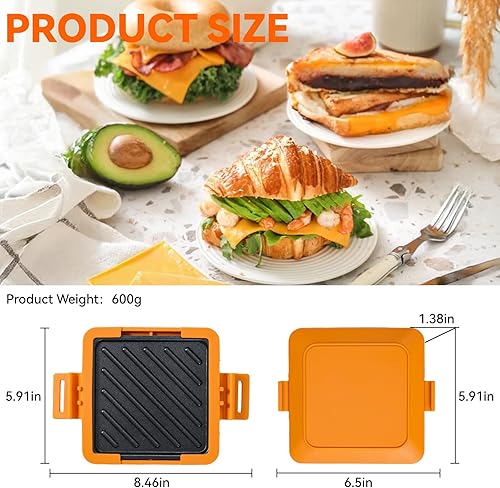 Miniatura 3 de Toastie Sandwichera para microondas, máquina de panini de placa antiadherente, versátil tostadora pequeña, apta para tostadas en horno de