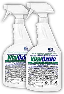 Vital Oxide Disinfectant, Deodorizer, Cleaner, Food-Contact Sanitizer, Virucide – (EPA registration #82972-1) – Kills Mold & Mildew, Eliminates Odors –32 oz, 2 Pack