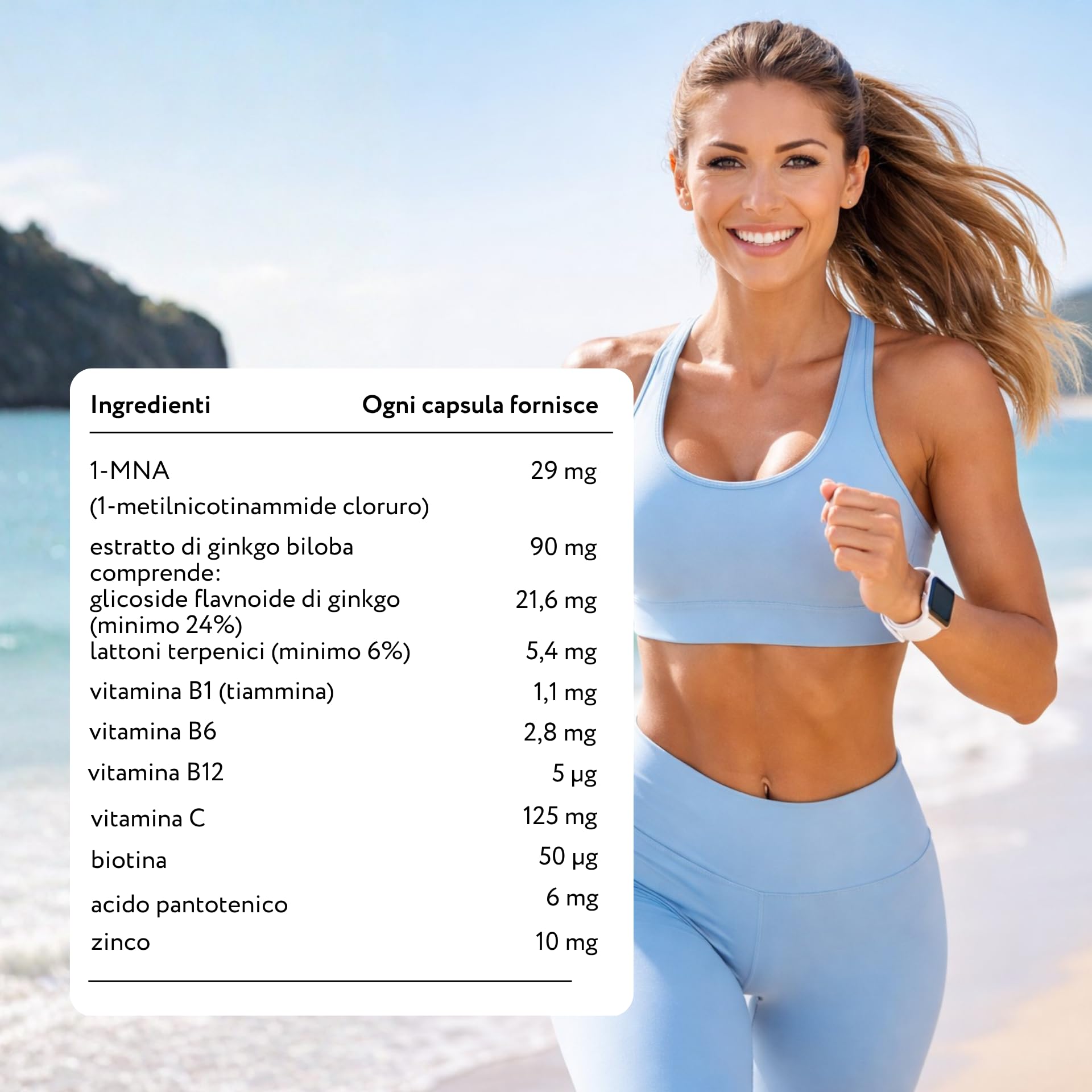 1-MNA Brain, Integratore Anti-Età, Ottimizza Naturalmente NAD+ con Ginkgo Biloba, Zinco, Biotina, Vitamine C, B1, B5, B6, B12, Salute Cellulare, Memoria, Concentrazione, 30 Compresse