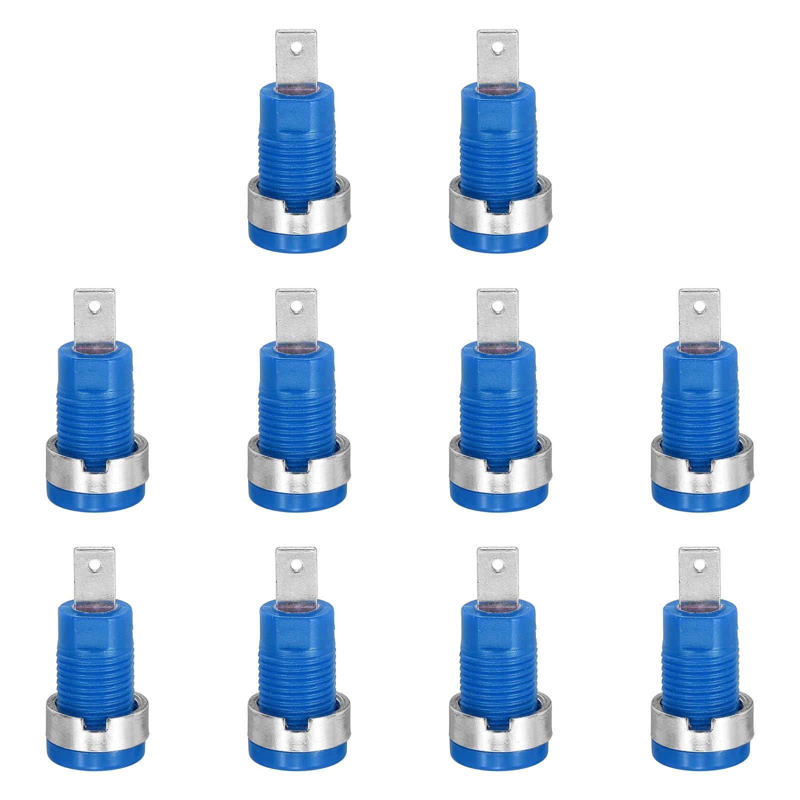 sourcing map 10 Pcs 4mm Banana Plugs Socket Connectors Female, Terminal Wire Connectors for 4mm Banana Plugs Connectors, 24A 30 x 4mm, for Audio/Video Receiver Amplifiers, Blue