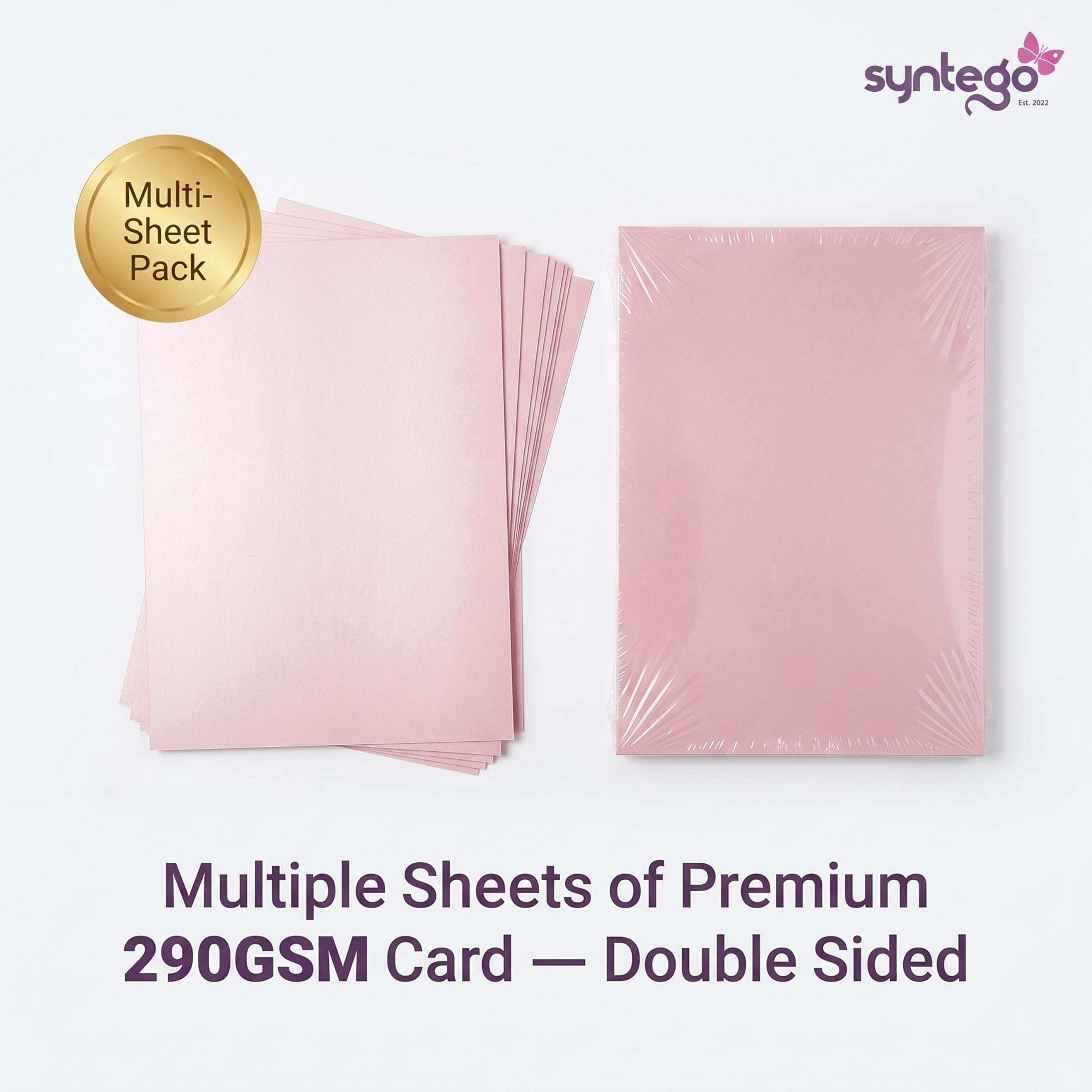 Syntego Petals Pink Pearlescent Shimmer Tarjeta decorativa A4 de doble cara, 290 g/m² (50)