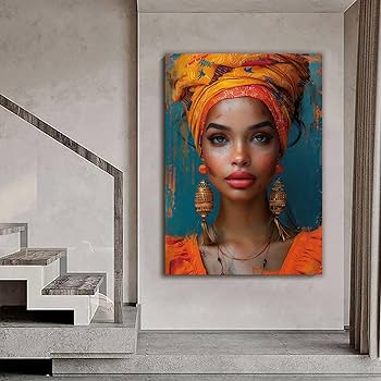 絵画　アート　美術作品　アフリカの女性 Amazon.co.jp: アフリカ系アメリカ人女性キャンバスプリント