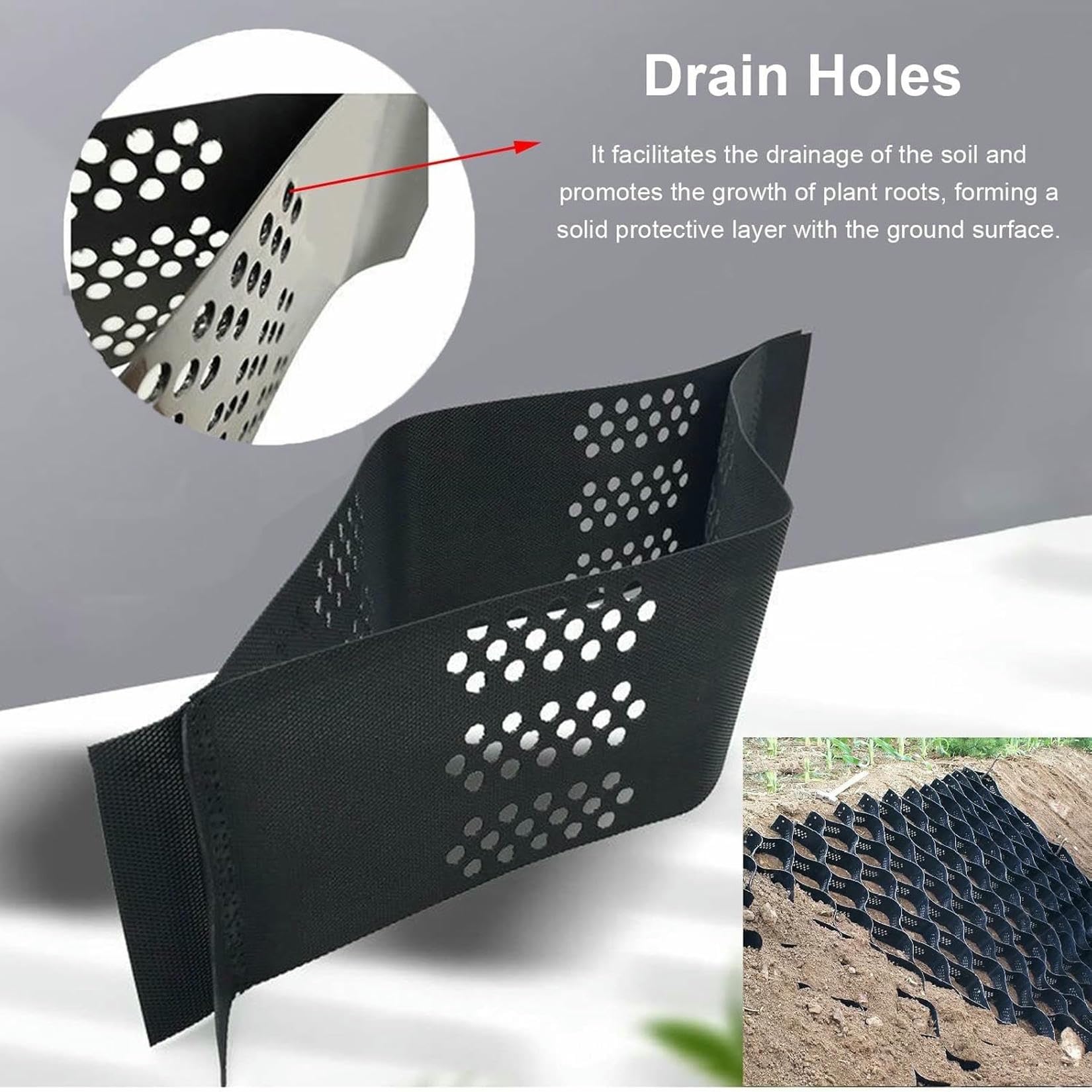Stabilizator siatki do żwiru, chodników, 5 cm, do żwiru, cementu, piasku, do ogrodu, podstawy szopy, podjazdu i tarasów, obciążenie 3000 kg (1 m x 1 m / 3.3 X3ft)