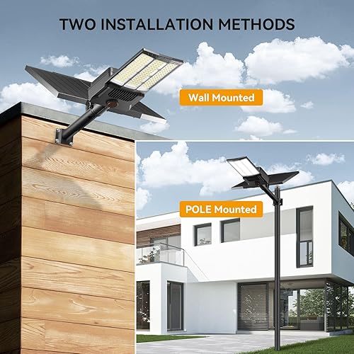 Miniatura 7 de Luz solar de calle de 12000 W con paneles solares duales, luces de estacionamiento de grado comercial con LED grandes, luces de inundación al aire