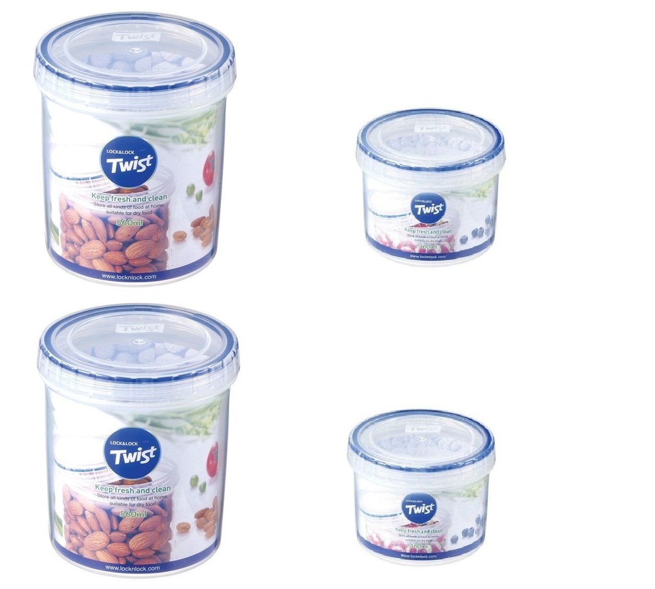 Lock&Lock Twist Series Set, 4-Pieces (LLS 122/121), Clear