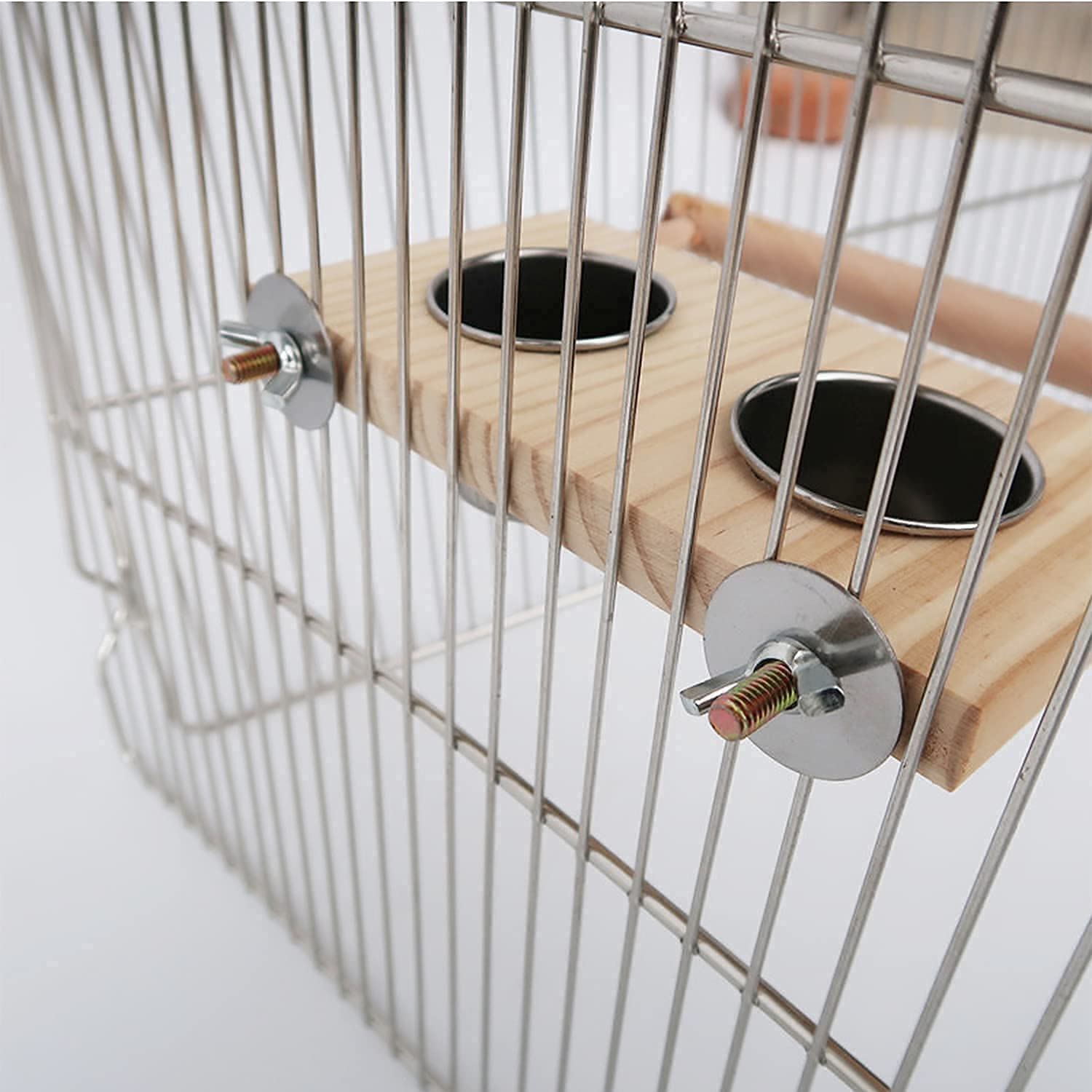 MISSFOX Edelstahl Vogelnapf Mit Holzständer - Doppel Futterschale Für Papageien & Sittiche