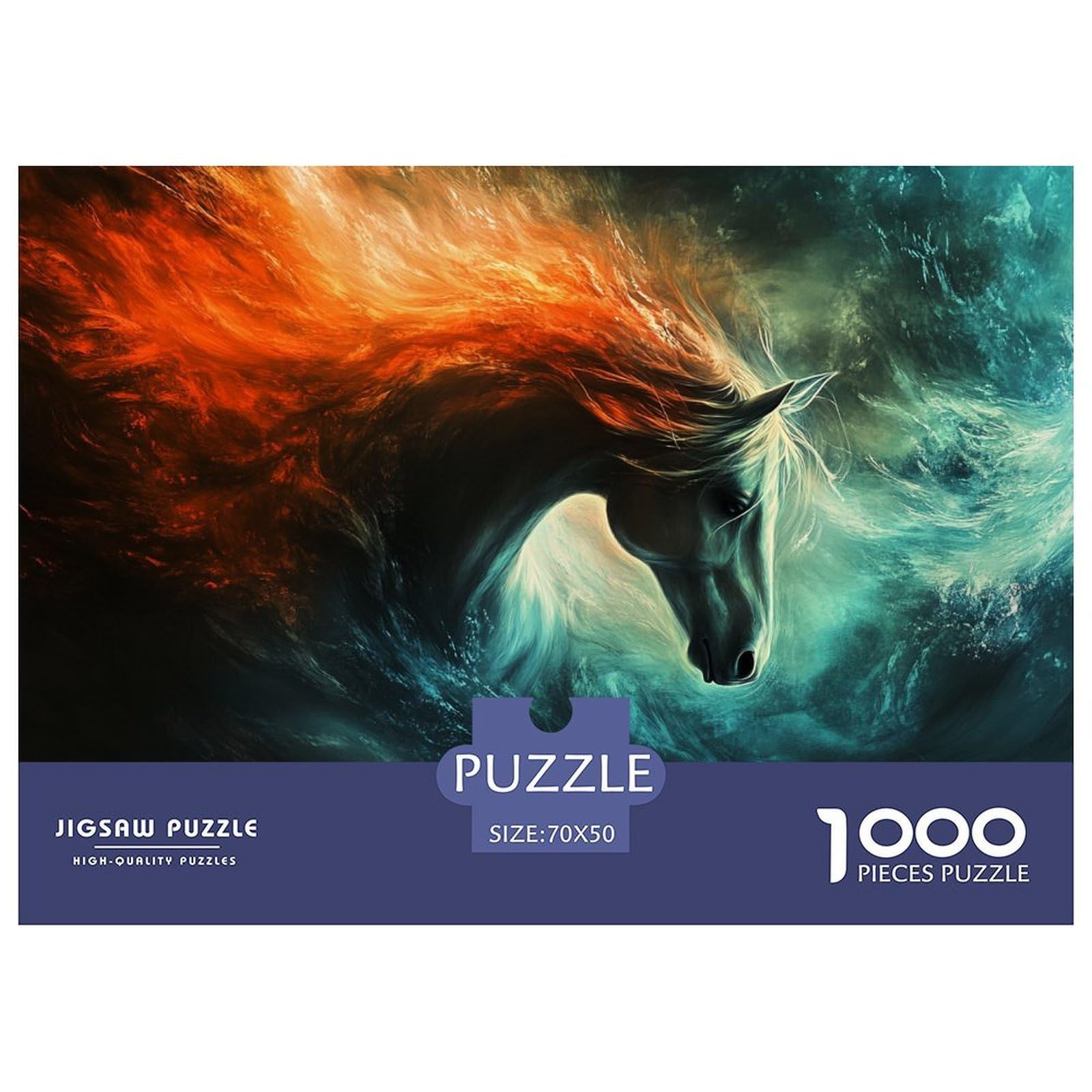 Horse' with Windblown Hair Jigsaw Puzzle Waterproof 1000 Piece for Adults Fun Challenging Puzzle Games