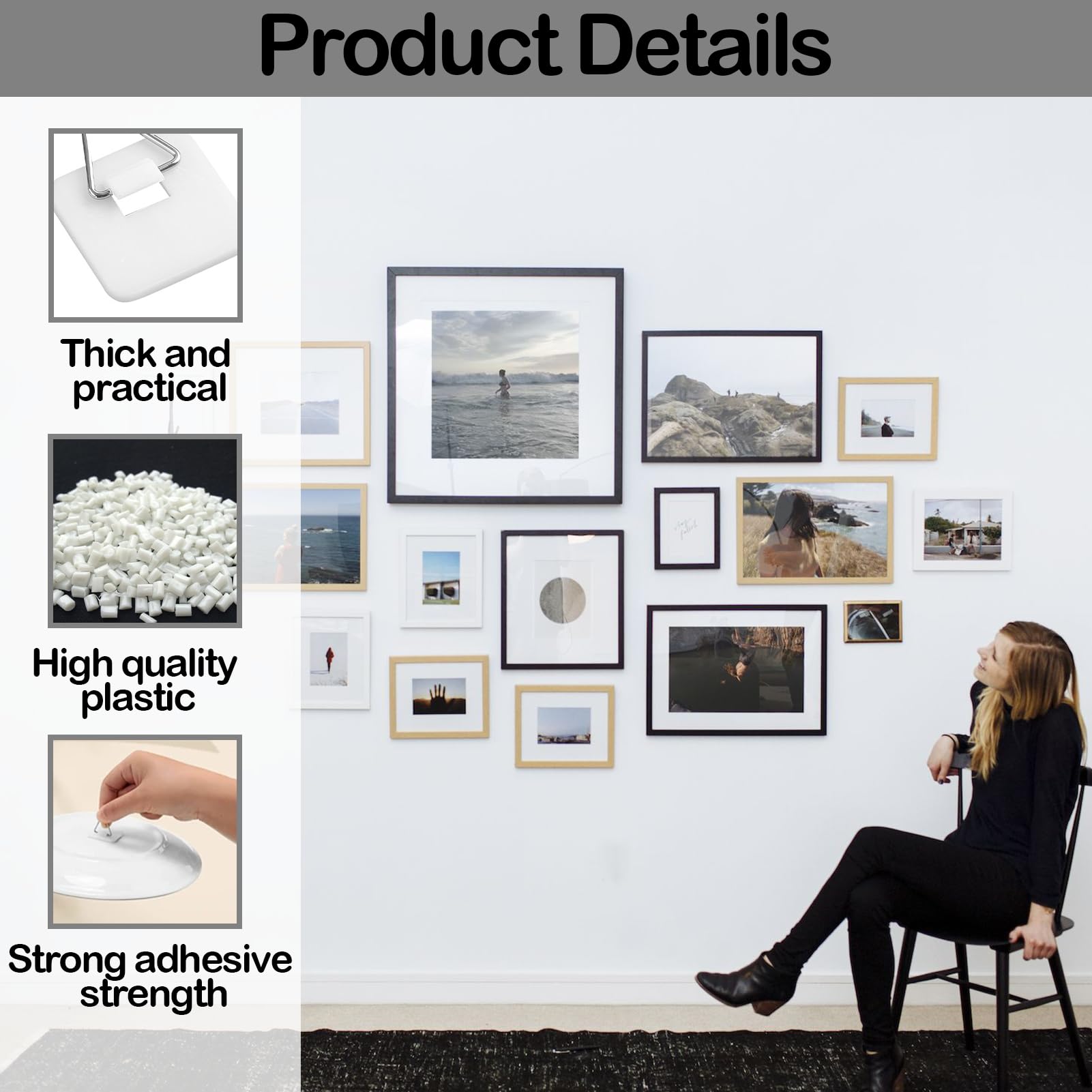 30 Ganci Adesivi Per Quadri E Decorazioni - Bianchi, Nascosti E Senza Fori Per Pareti - Foto 4