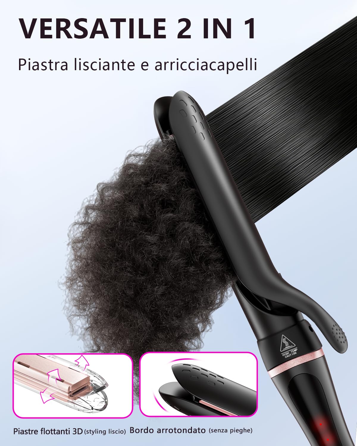 Ferro Arricciacapelli 5 in 1 con Spazzola Termica e Barili Intercambiabili in Ceramica (0,35"-1,25") Set di Ferro Arricciacapelli con Piastra, Riscaldamento Istantaneo Doppia Tensione Regali per Donne