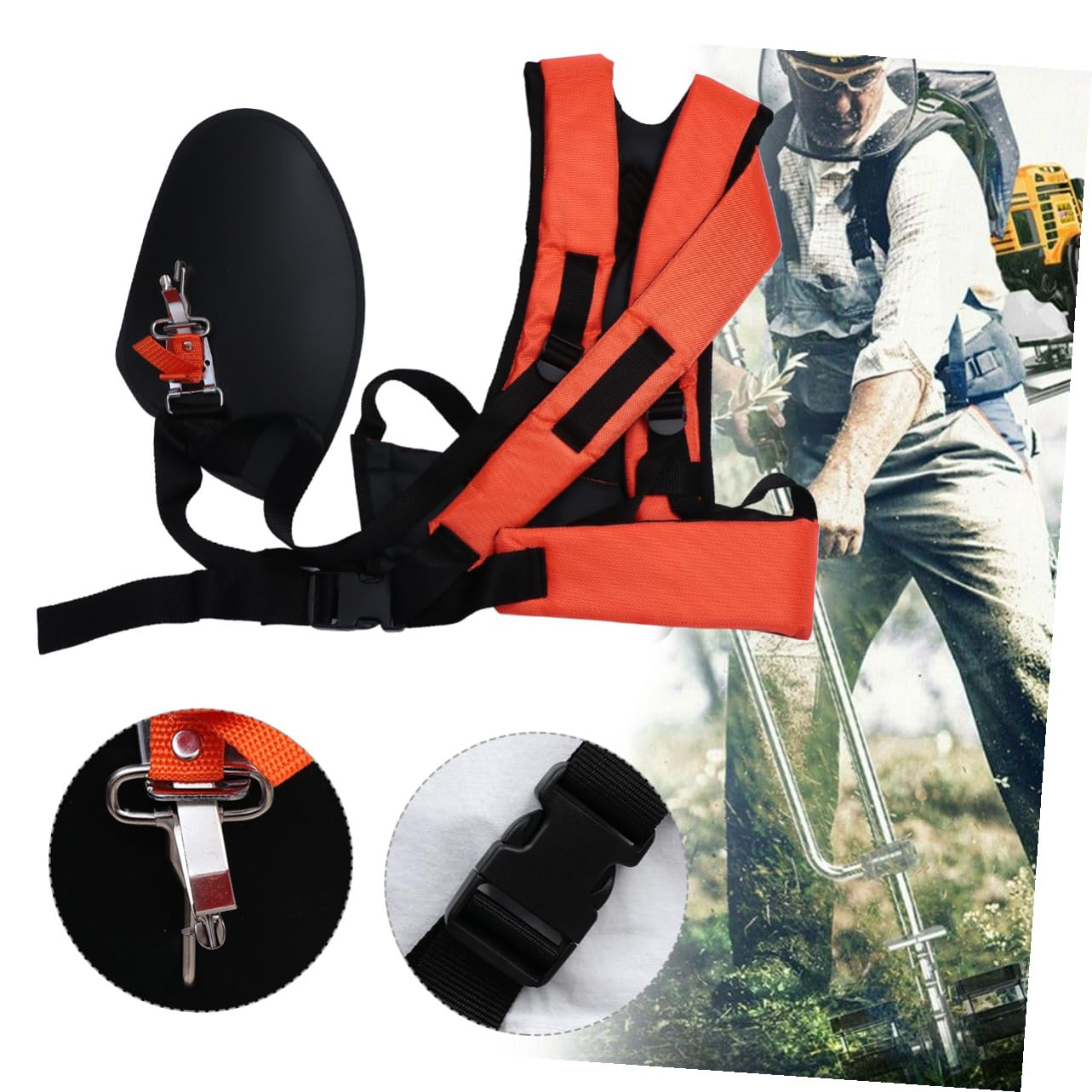 Correa Acolchada para Desbrozadora con Hombro para Trabajo Agrícola y Forestal Soporte Ergonómico para Cortar Hierba y Guadaña Cinturón Resistente para Herramientas de Jardinería