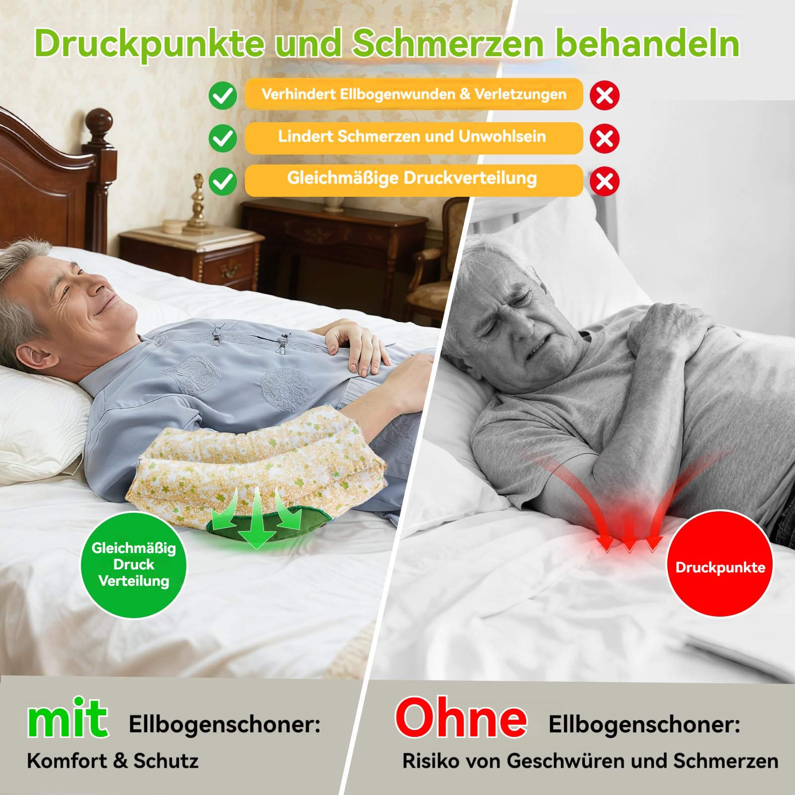 Ellenbogenschoner für bettlägerige Patienten oder ältere Menschen, Ellenbogenprotektoren zur Entlastung des Ellenbogendrucks,wiederverwendbar und waschbar