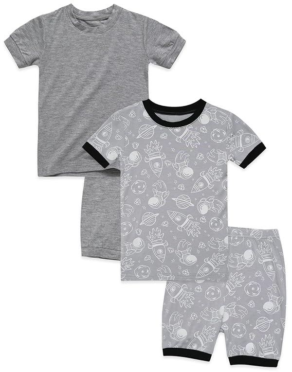 VAENAIT BABY"Kids Boys Viscose Pajamas Sea Space Rocket Print Pj 4pcs Set Colorful Grey+Universe S by VAENAIT BABY - Used condition - US$23.33