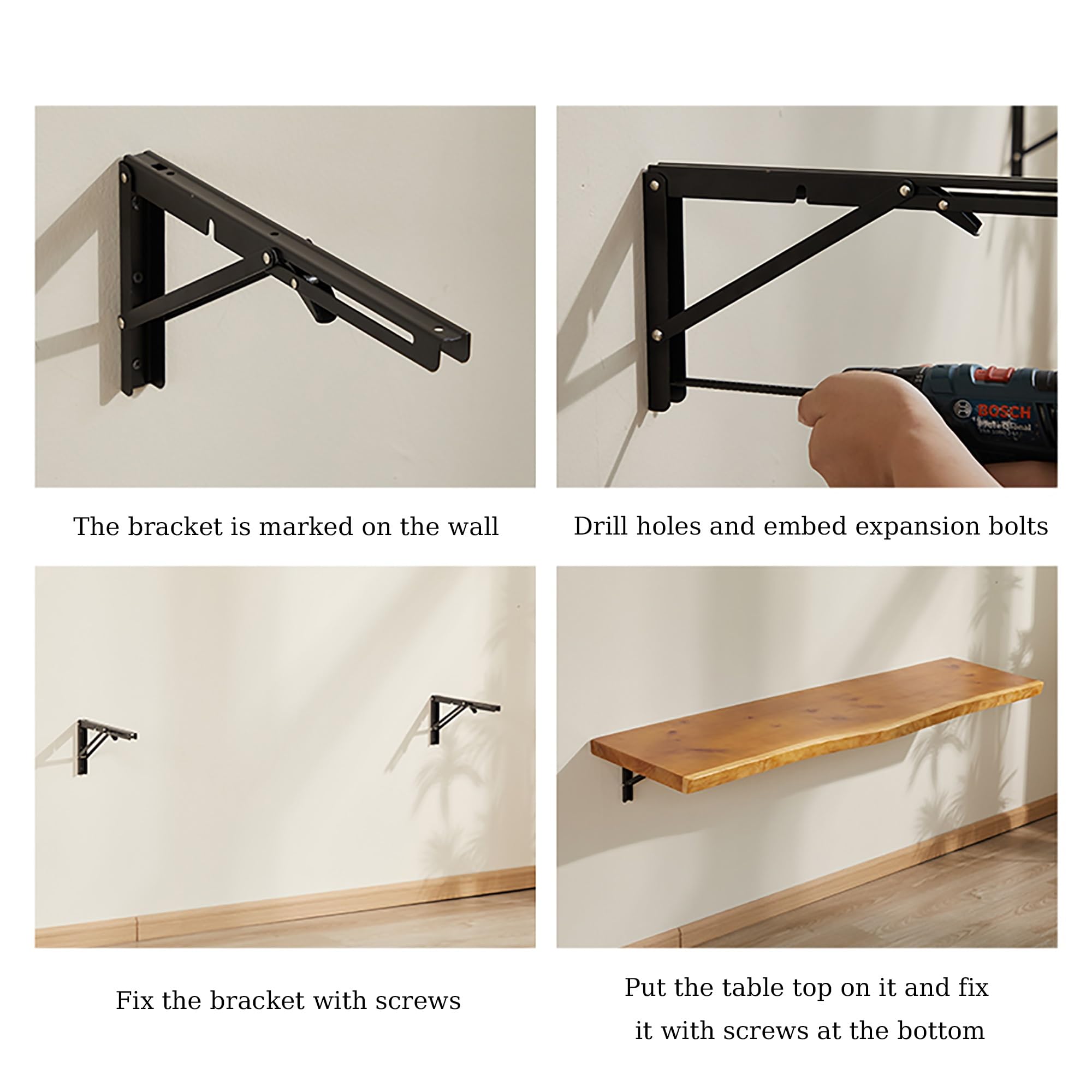 Scrivania pieghevole da parete in legno massello, per cucina e sala da pranzo, con banco da lavoro pieghevole per garage, scrivania per computer (100 x 45 x 3 cm)
