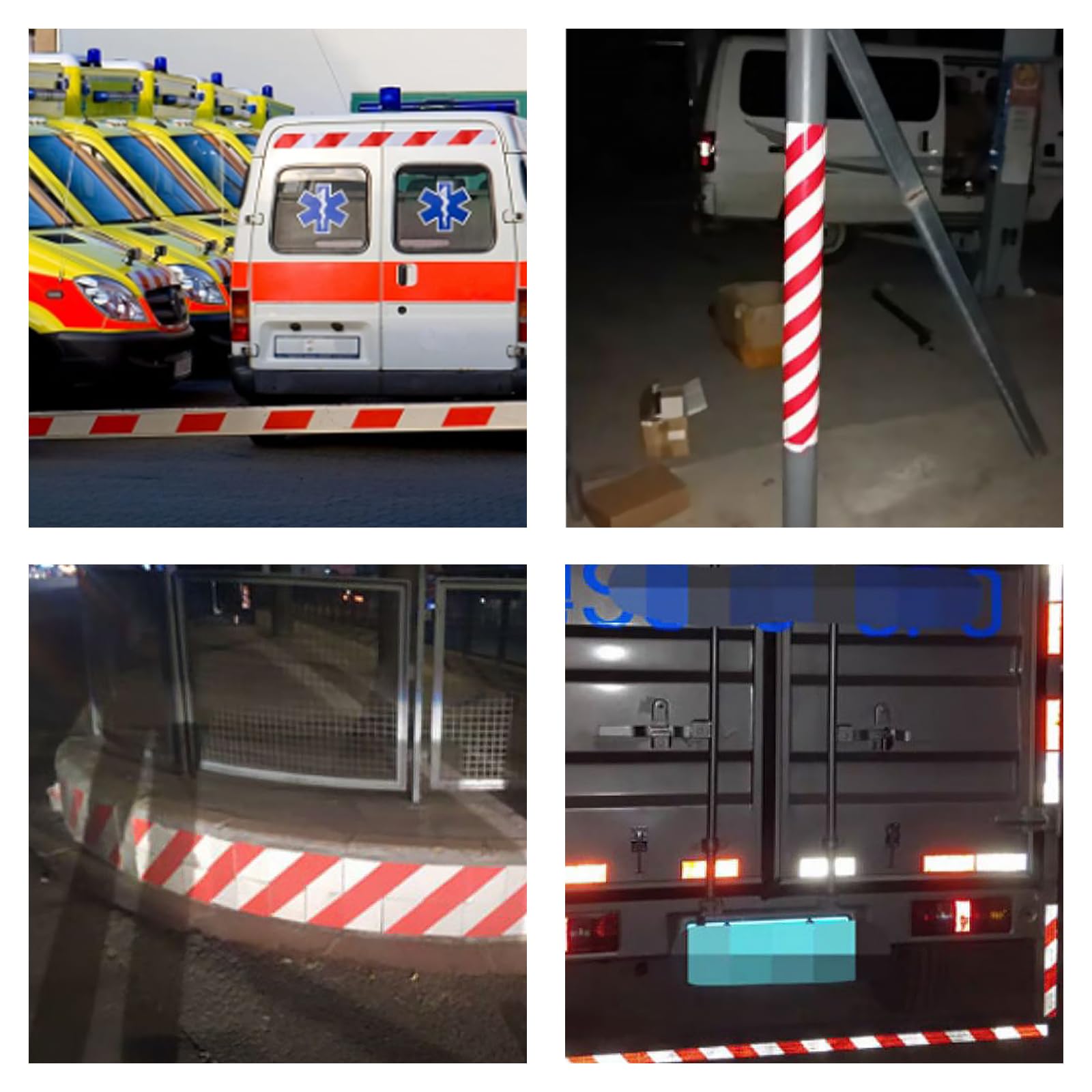 GIONAR Bande Reflechissante Autocollante, 10cmx25m Bande Reflechissante, Rouge et Blanc Ruban Reflechissant Adhesif, pour Véhicules, Camion, Rappel de Sécurité