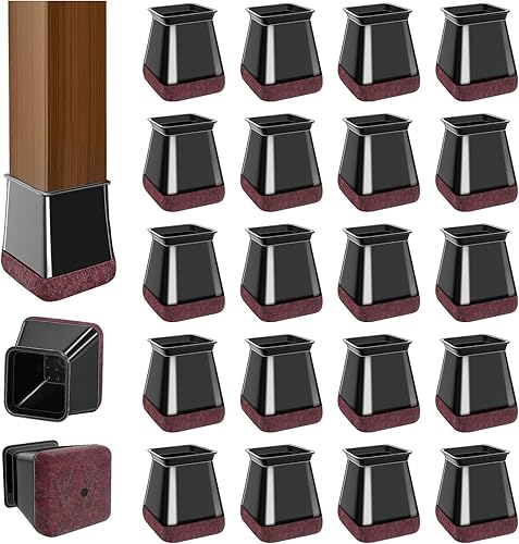Miniatura 9 de OCONDA 20 protectores de suelo para patas de silla para suelos de madera dura, deslizadores de muebles de goma negra con fieltro, fundas de silicona